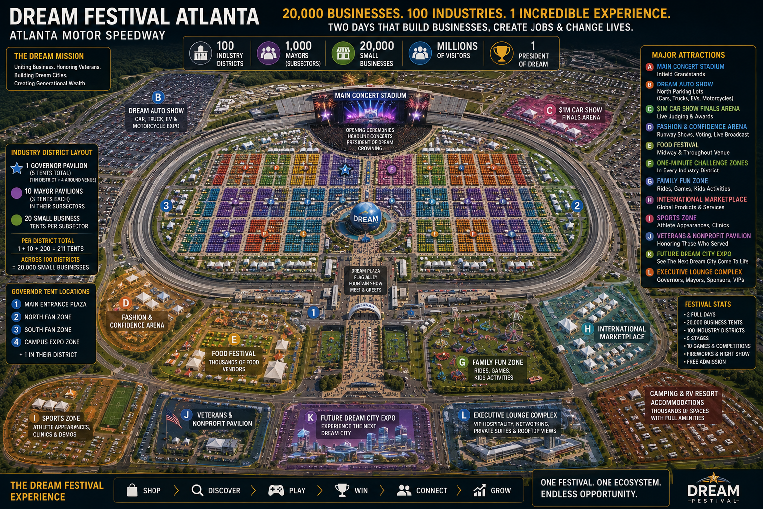 Conceptual Dream Festival master plan at Atlanta Motor Speedway