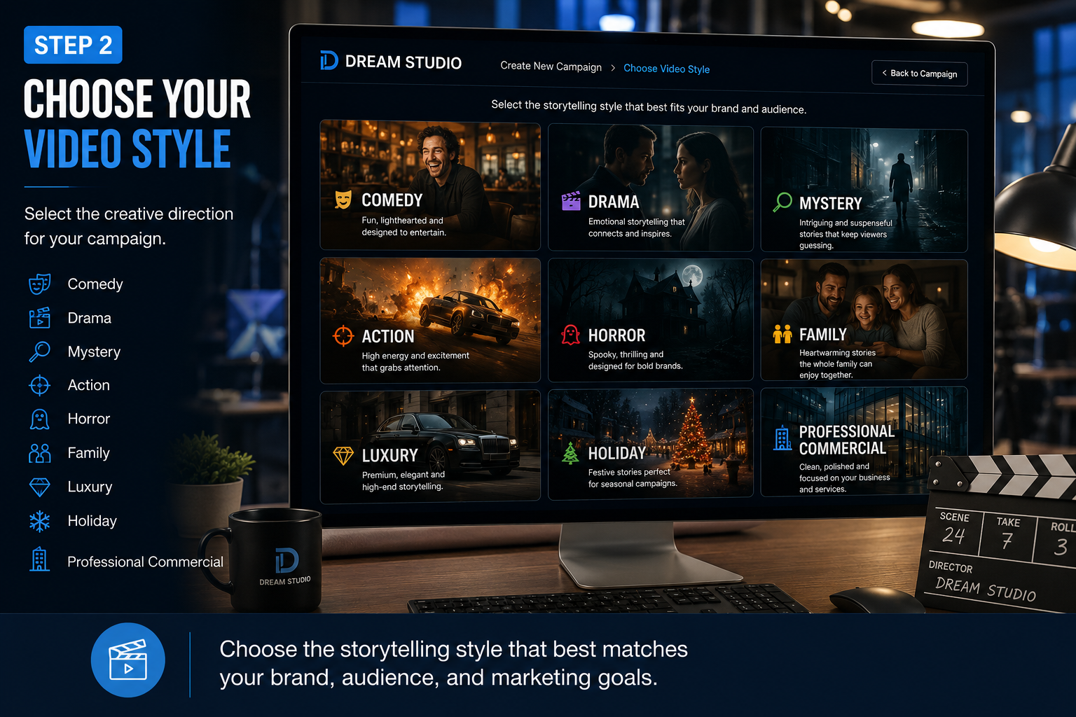 Business owner chooses video style